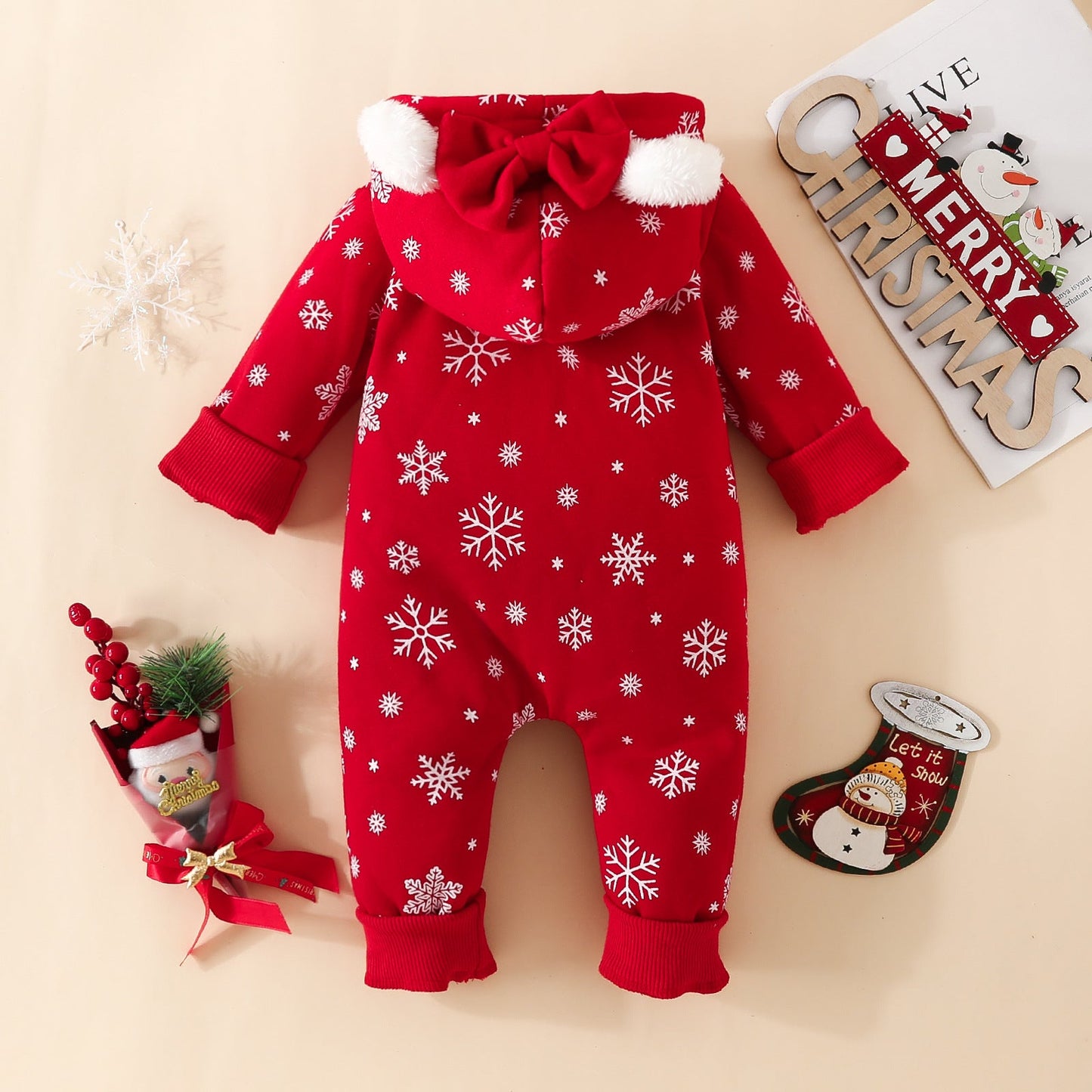 Christmas Snowflake Long Sleeve Onesie for 20-28 inch Dolls