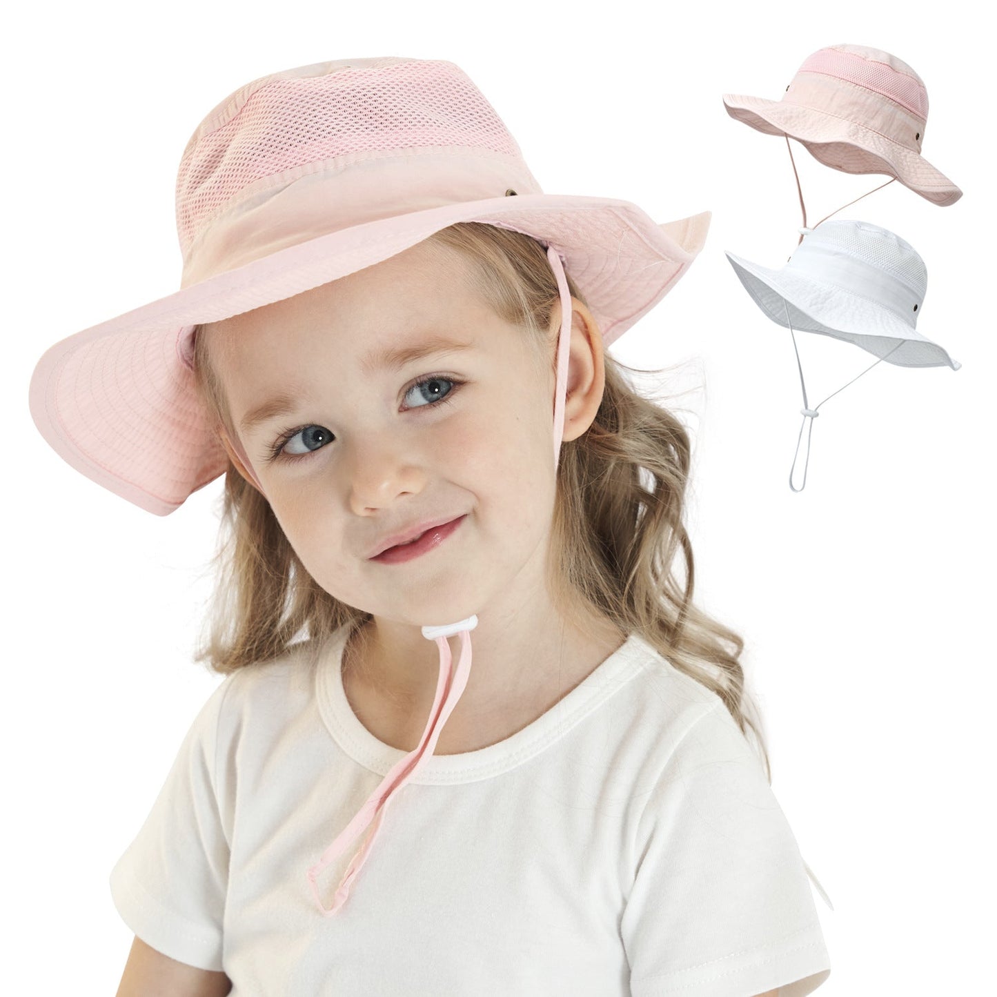 Outdoor kids sun hat with mesh joints