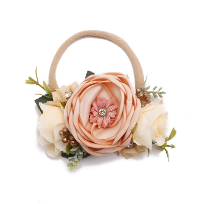 Pastoral headband for children in elastic nylon with flower