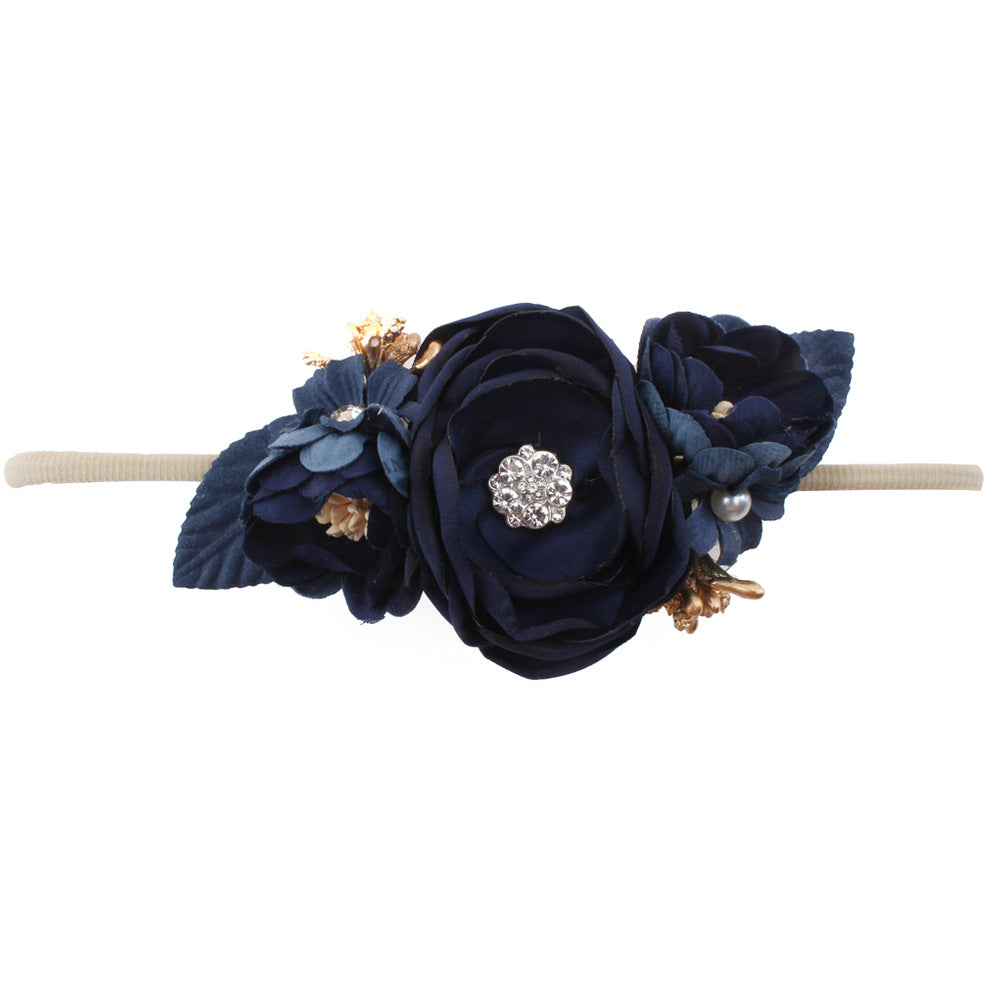 Pastoral headband for children in elastic nylon with flower