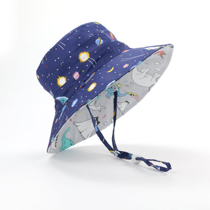 Cappello da sole per bambini a tesa larga con stampa a cartoni animati