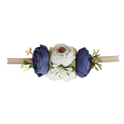 Pastoral headband for children in elastic nylon with flower