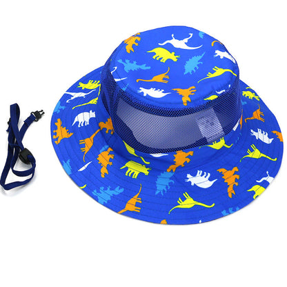 Cappello parasole per bambini con cappello a rete stampato a tesa larga