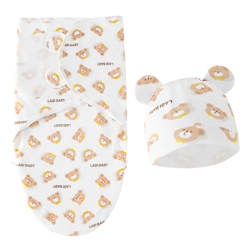 Set da 2 pezzi sacco a pelo fasciato Bear per neonato cuffia fetale