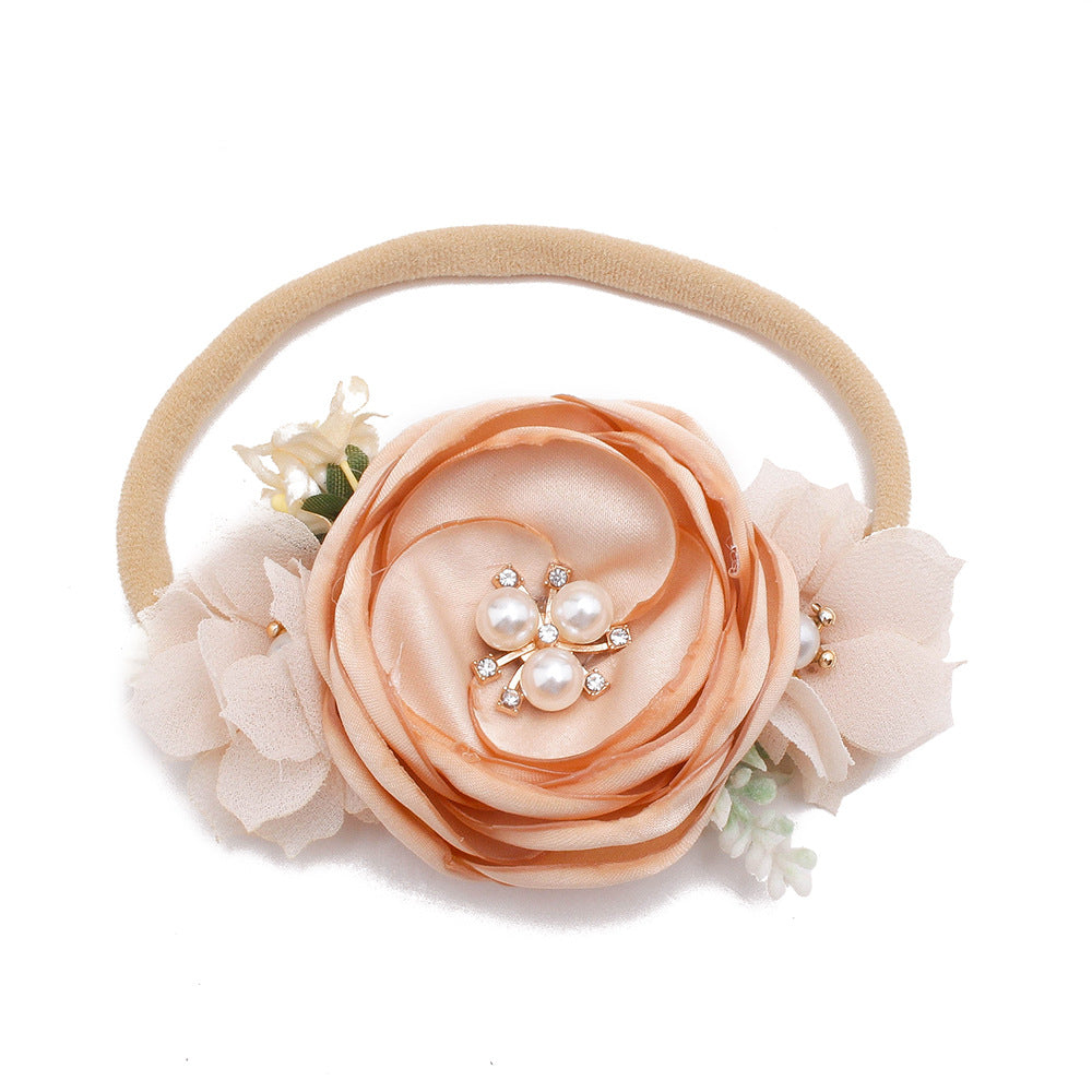 Pastoral headband for children in elastic nylon with flower