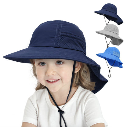 Cappello a secchiello per bambini con protezione solare in mesh leggero e traspirante