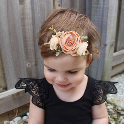 Pastoral headband for children in elastic nylon with flower