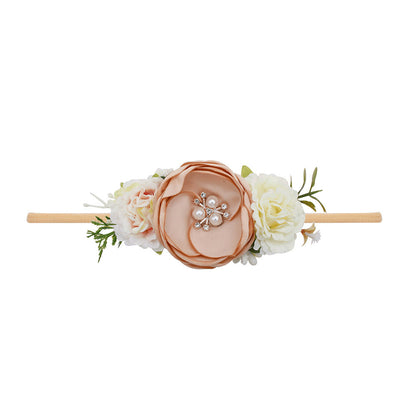 Pastoral headband for children in elastic nylon with flower