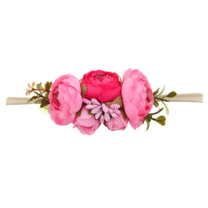 Pastoral headband for children in elastic nylon with flower