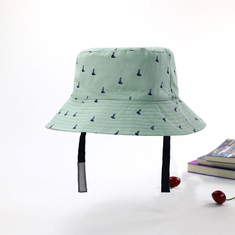 Thin printed double-sided sun hat for kids