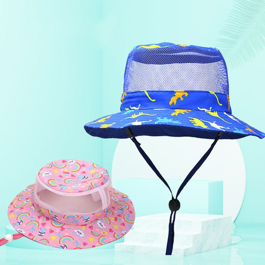 Kids Sun Hat with Wide Brim Printed Mesh Hat