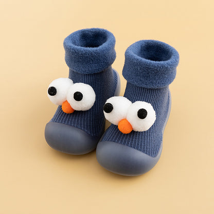 Warm soft sole baby shoes with 2 eyes