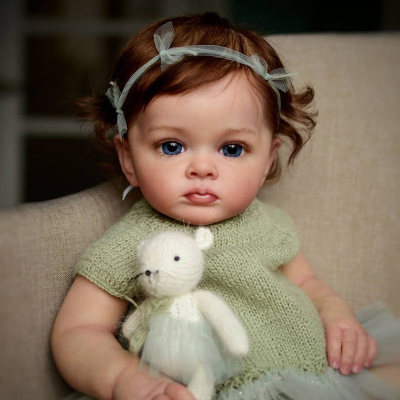 22 Inch Judith Brown Hair Beautiful Girl Reborn Doll