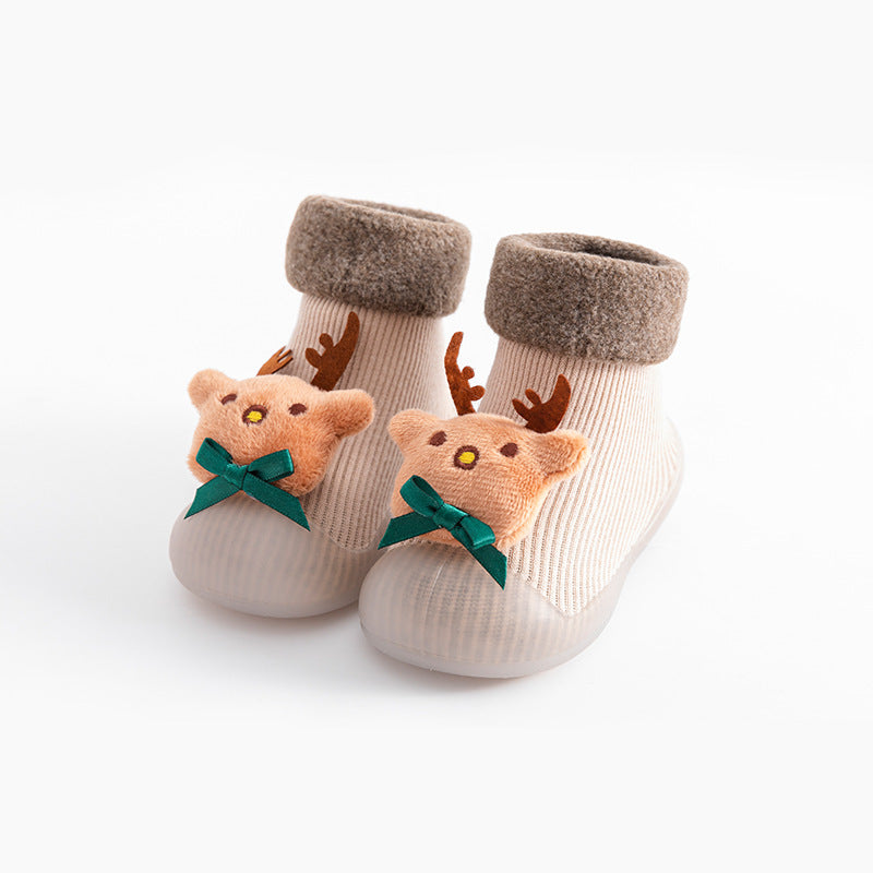 Christmas cartoon soft soled baby shoes