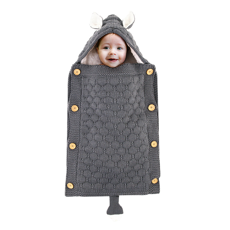 Warm knitted fleece sleeping bag with 2 ears for 17-24 inch reborn dolls