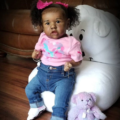 22 inch Real Life Saskia African American Reborn Dolls Girls