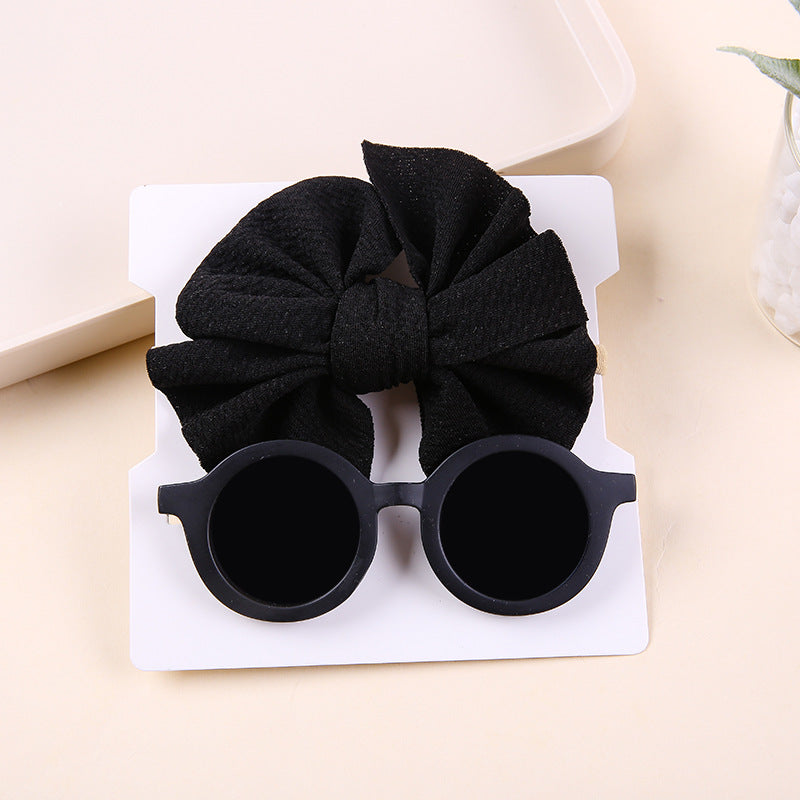 Two-piece set of sunglasses with bow nylon band