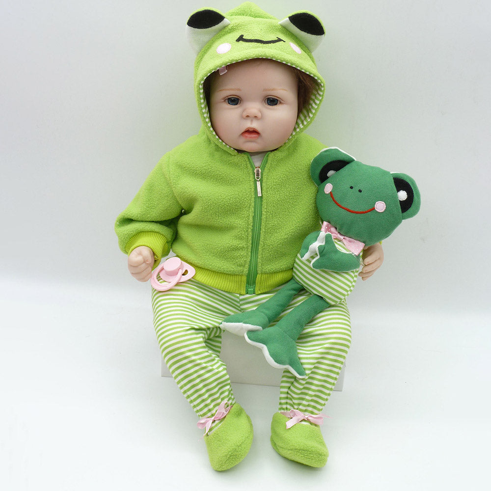 22 inch 55cm Reborn Doll Girls with frog gift