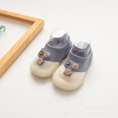 Warm cartoon cat soft sole baby shoes