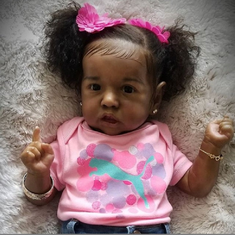 22 inch Real Life Saskia African American Reborn Dolls Girls