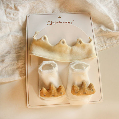 Cute Crown Baby Headband and Socks 2 Piece Set