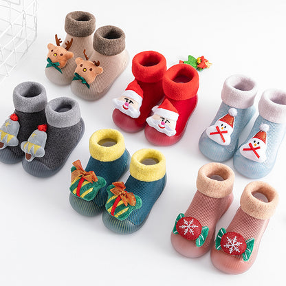 Christmas cartoon soft soled baby shoes