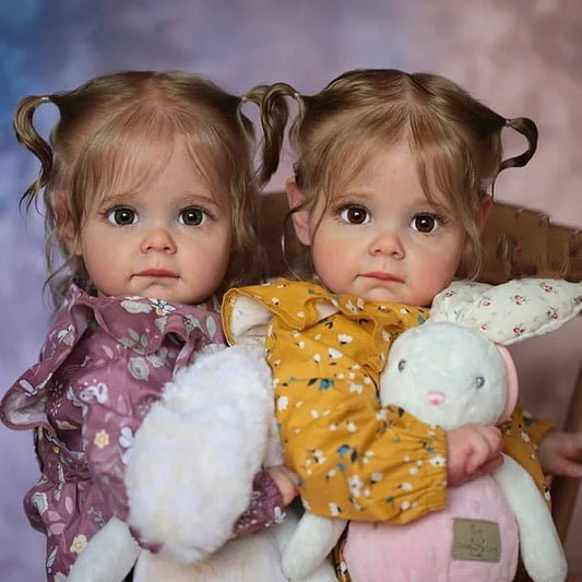 23 inch Lifelike Fanny and Cherry Reborn Dolls Open Eyes Twin Girls