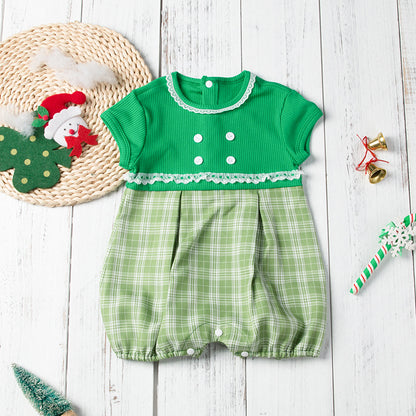 Sleeveless Plaid Christmas Jumpsuit for 22-28 inch dolls