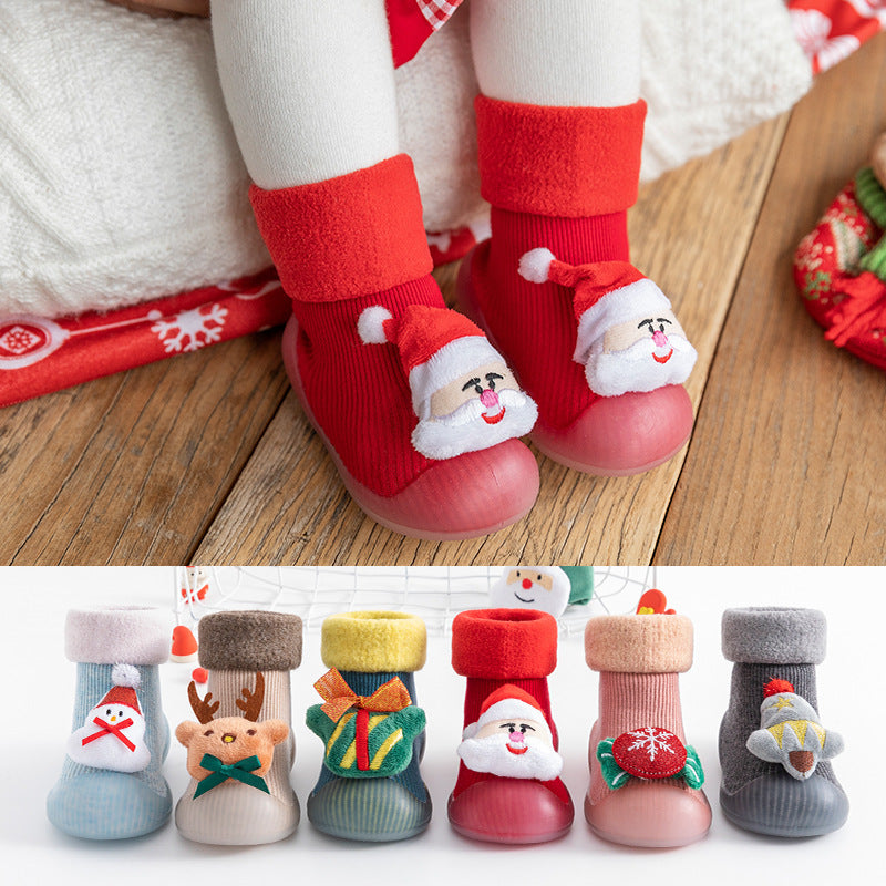 Christmas cartoon soft soled baby shoes