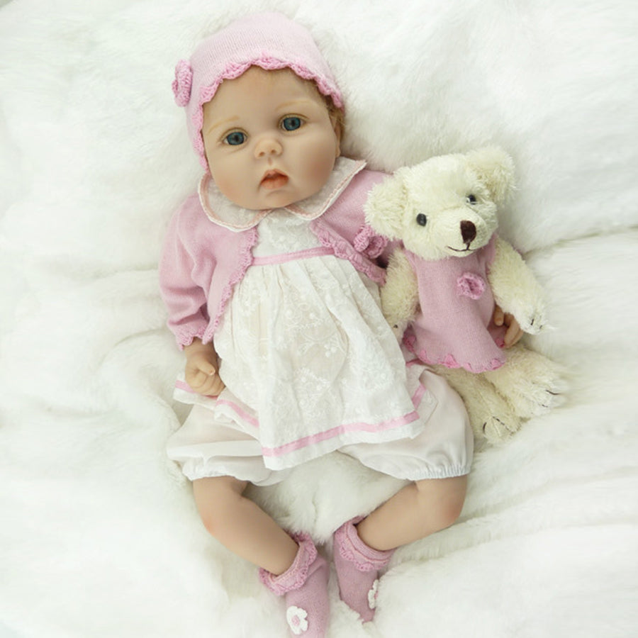 19 inch reborn doll girl with short hair and open eyes