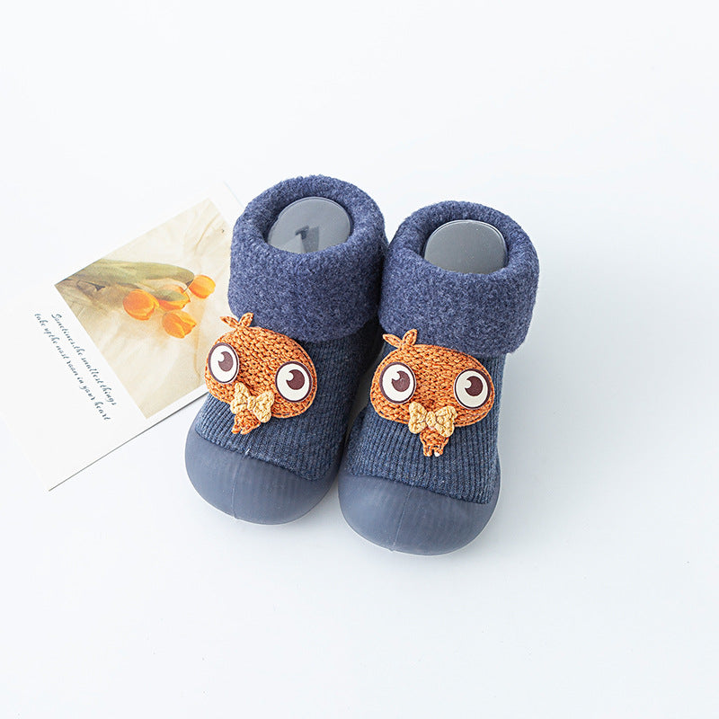 Warm baby shoes with soft sole Big cartoon eyes