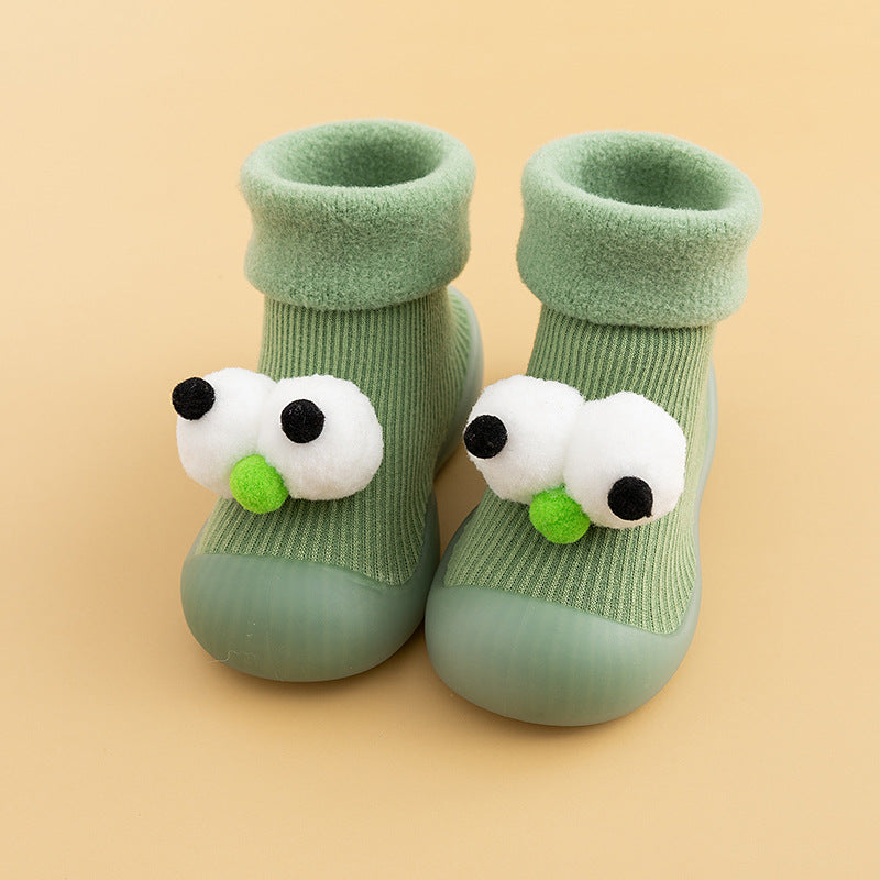 Warm soft sole baby shoes with 2 eyes