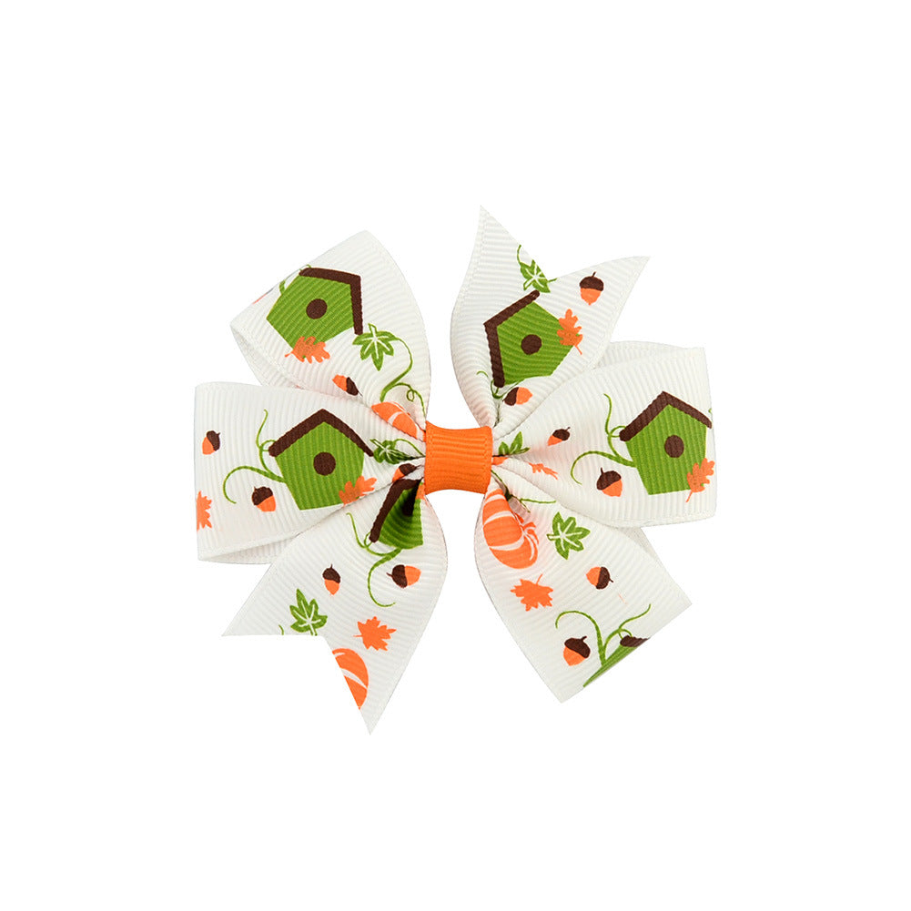 Halloween rib kids hair clip with bow