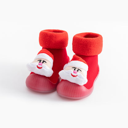 Christmas cartoon soft soled baby shoes