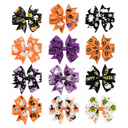 Halloween rib kids hair clip with bow