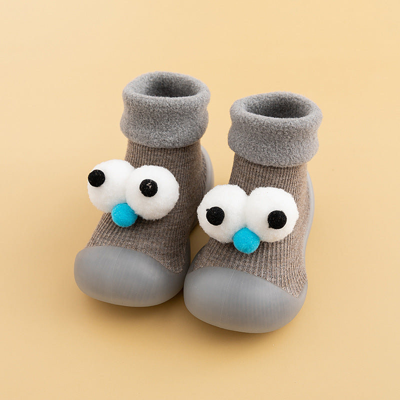 Warm soft sole baby shoes with 2 eyes