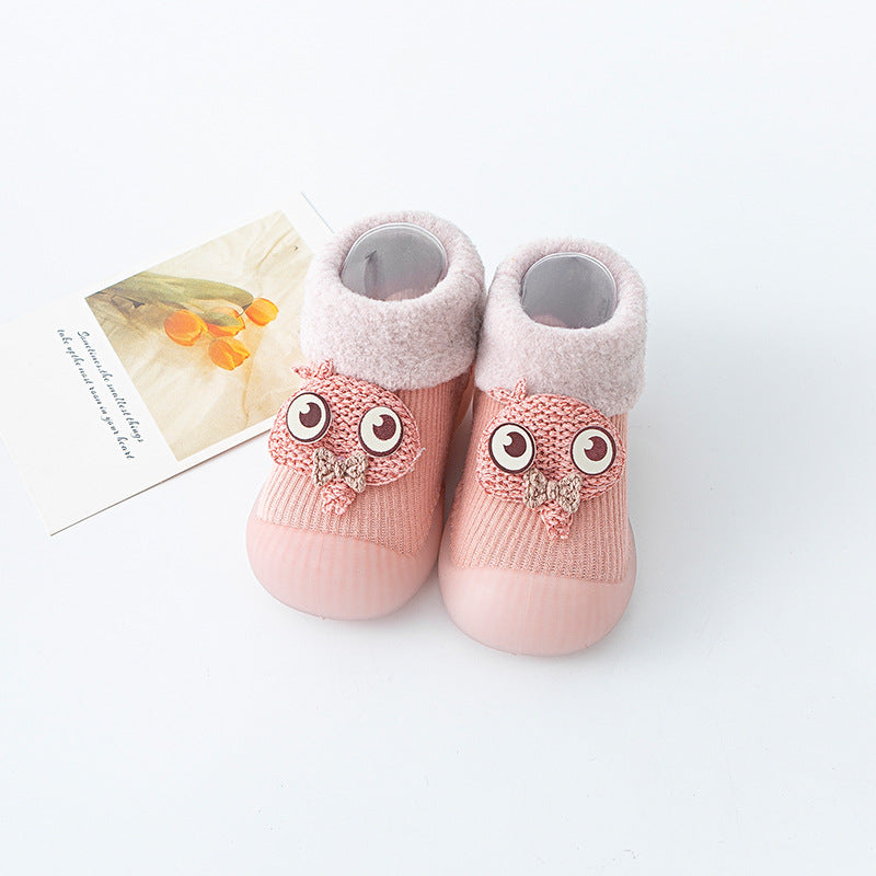 Warm baby shoes with soft sole Big cartoon eyes