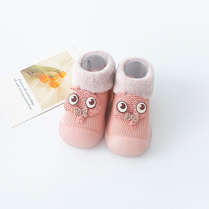 Warm baby shoes with soft sole Big cartoon eyes