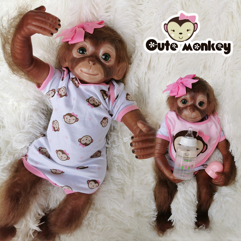 Reborn Baby Monkey Doll with Pink Flower 20 inch