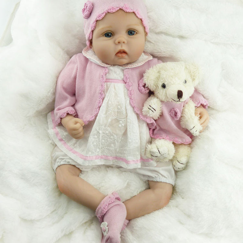 19 inch reborn doll girl with short hair and open eyes