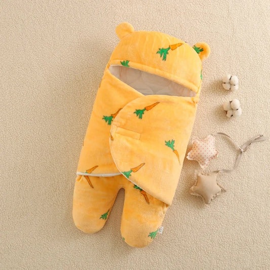 Carrot Printed Sleeping Bag with Flannel Split Legs for 16 to 24 inch Reborn Dolls