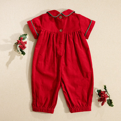 Christmas short sleeve jumpsuits for 27-28 inch dolls