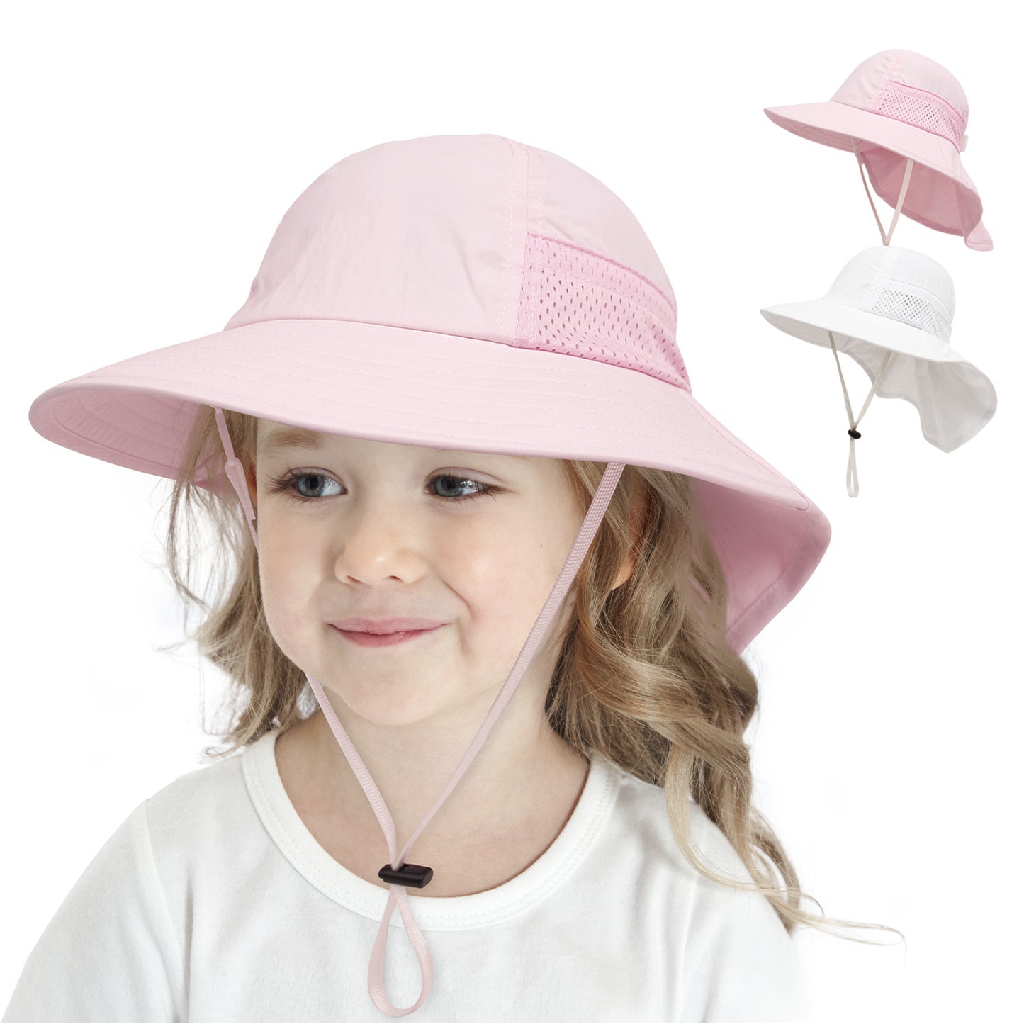 Cappello a secchiello per bambini con protezione solare in mesh leggero e traspirante