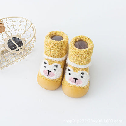 Warm cartoon animal soft sole baby shoes