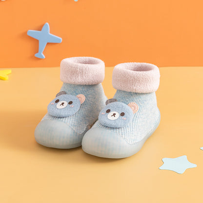 Warm cartoon bear soft sole baby shoes