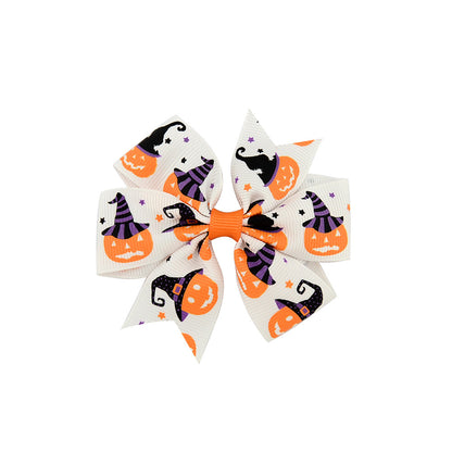 Halloween rib kids hair clip with bow