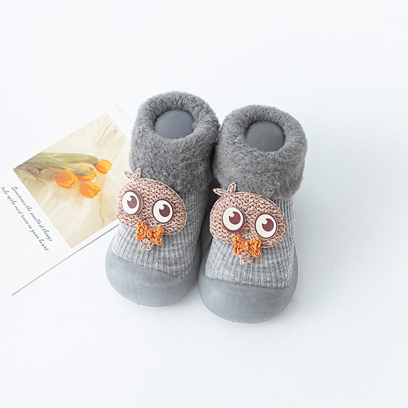 Warm baby shoes with soft sole Big cartoon eyes